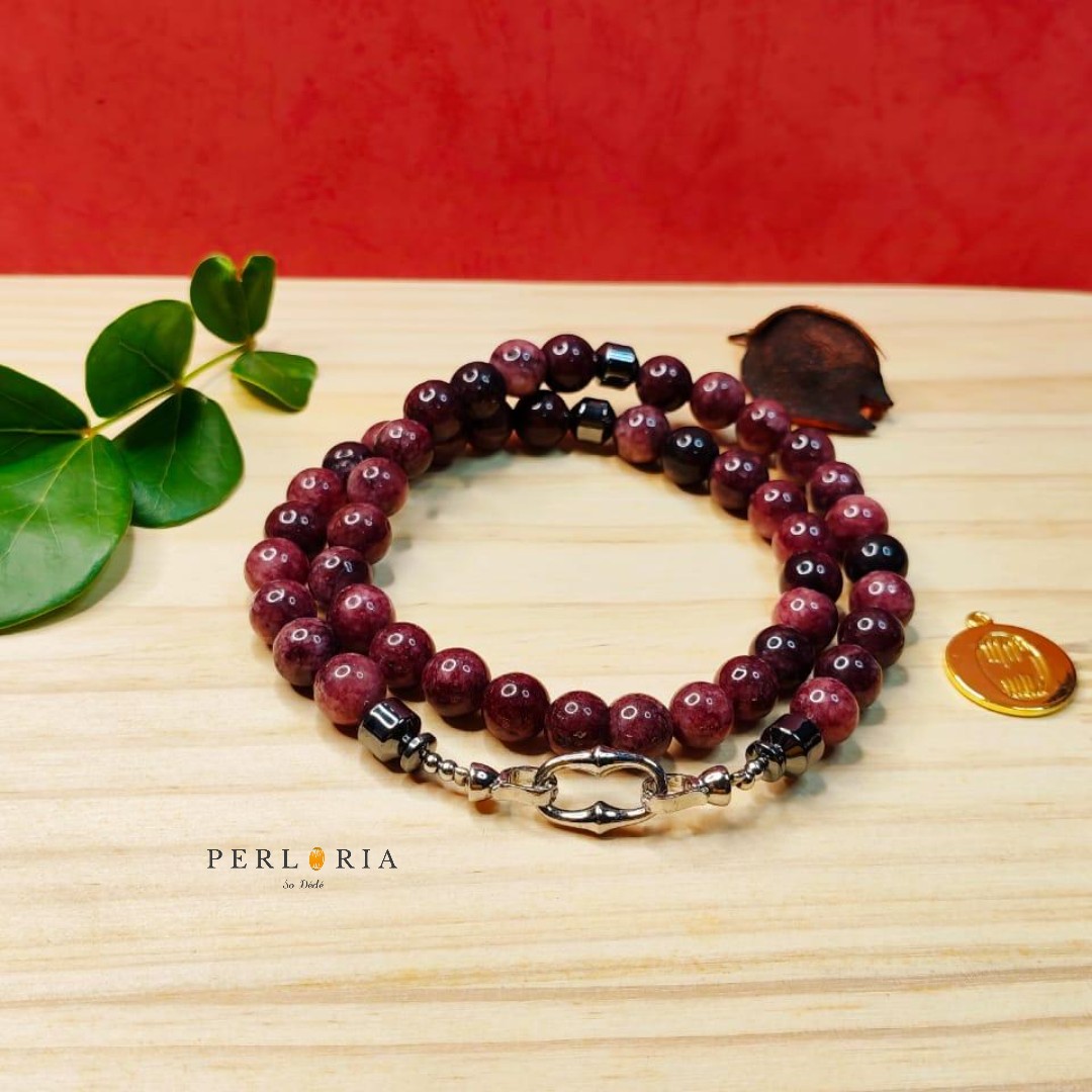 Collier pour homme en perles de jaspe grenat image