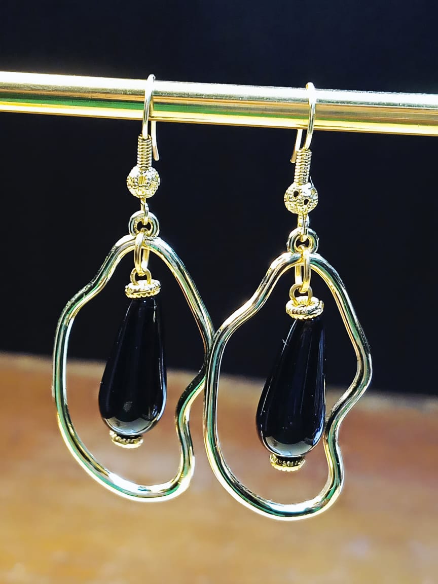 Boucles d'oreilles en perles d'Onyx Brillant image hover