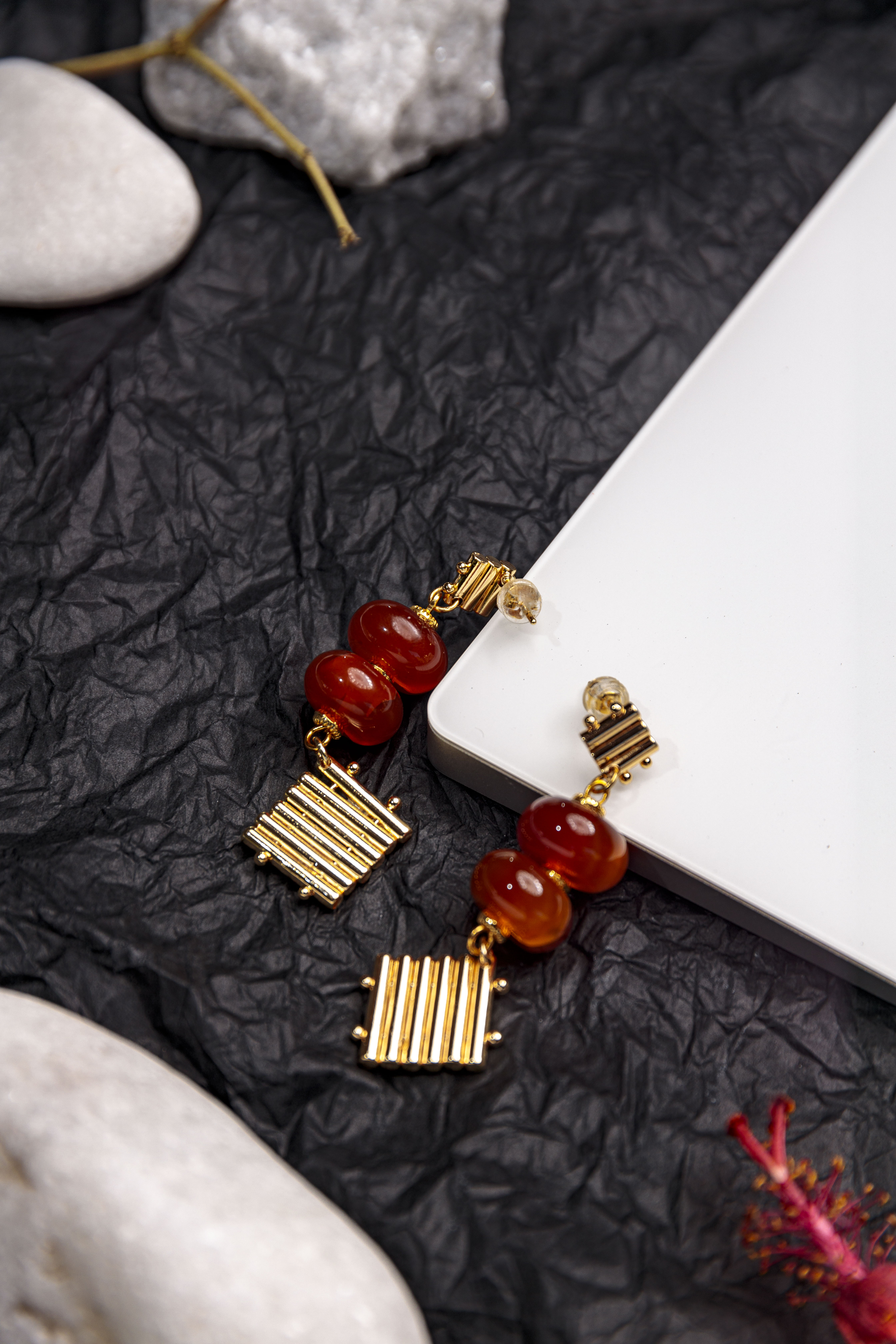 Boucles d'oreilles en perles semi-précieuses image3