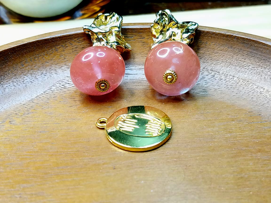 Boucles d'oreilles en perles Quartz rose image hover