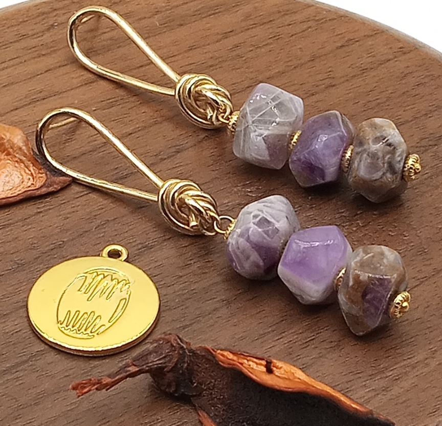 Boucles d'oreilles en perles Améthystes image