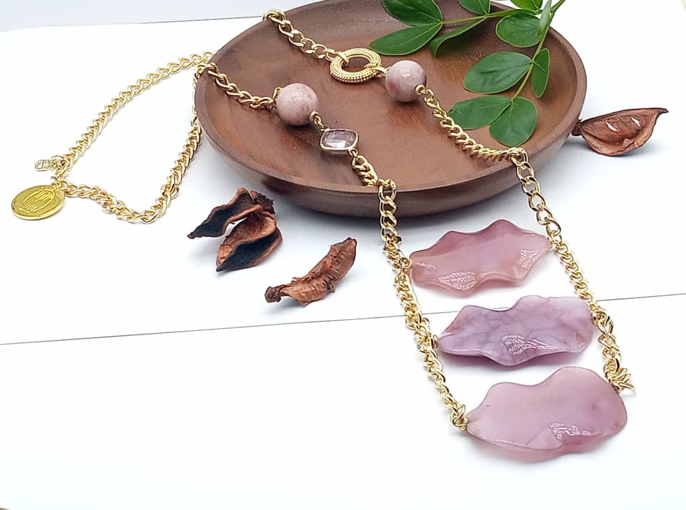 Sautoir en perles de Quartz rose image hover