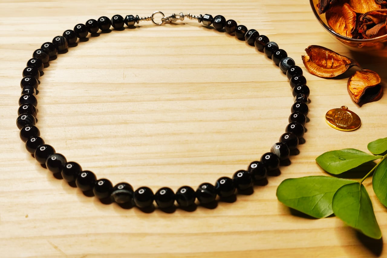 Collier pour homme en perles d’Agate et Œil de tigre image