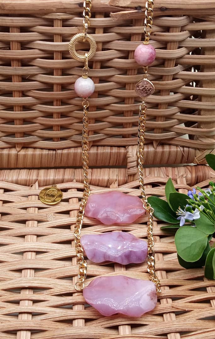 Sautoir en perles de Quartz rose image