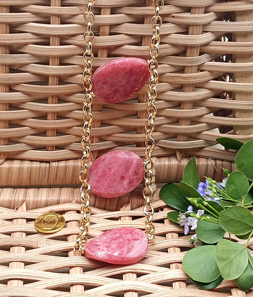 Sautoir en perles Quartz rose cerise image
