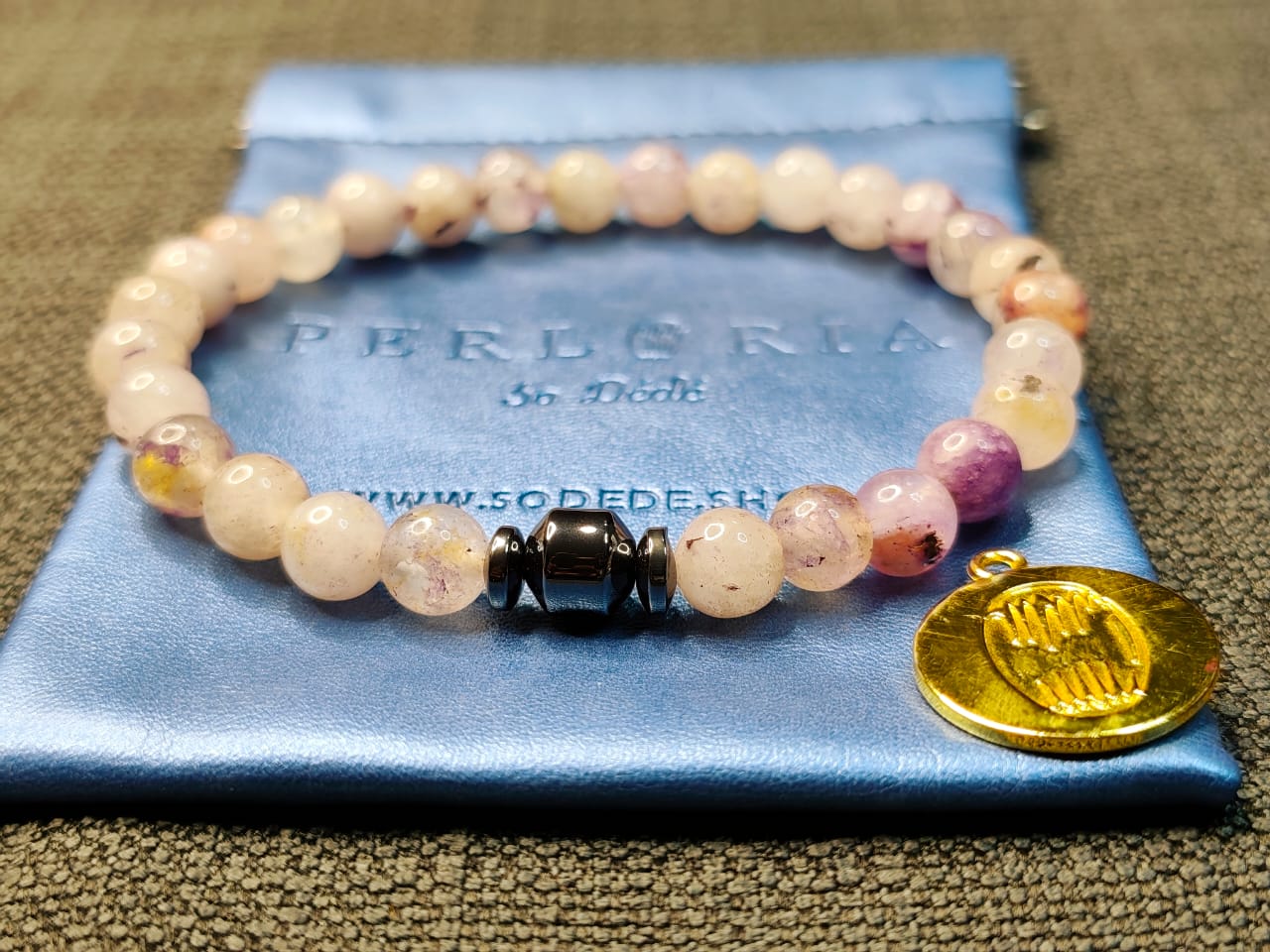 Bracelet pour homme en perles Kunzite image3
