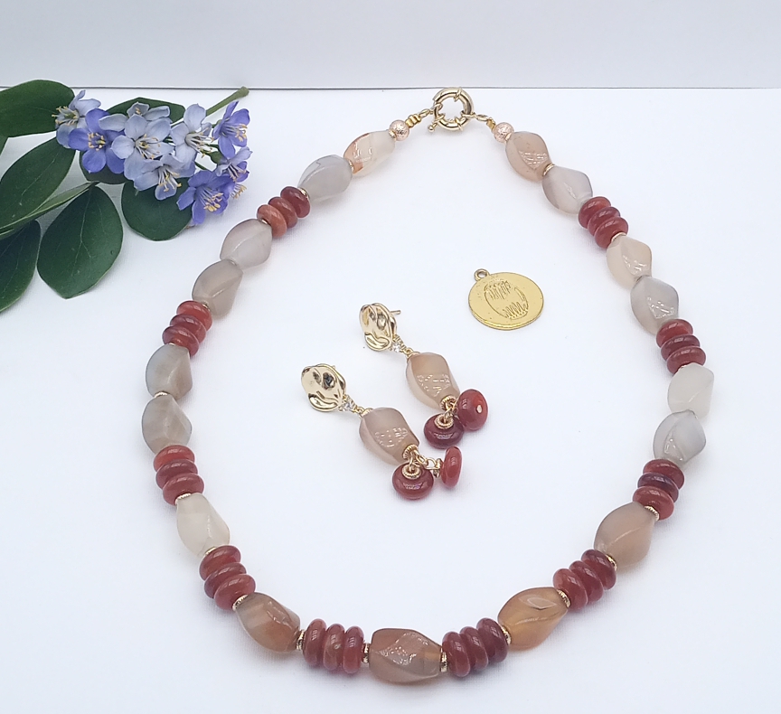 Parure en perles Agate Coraline image hover