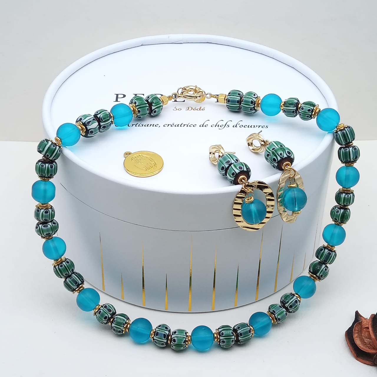 Parure en perles Chevron Turquoise image3