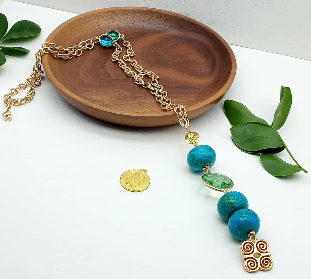 Sautoir et Boucles d'oreilles en perles Turquoise image hover