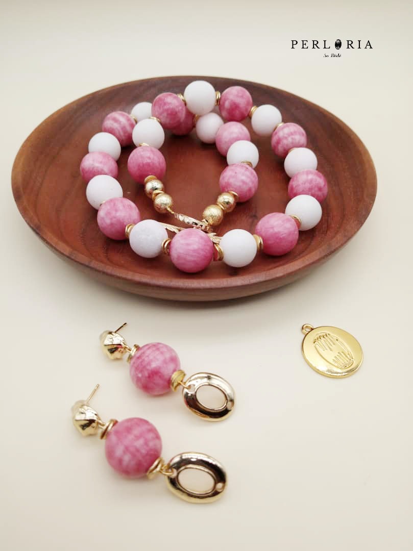 Parure en perles de Quartz Rose image
